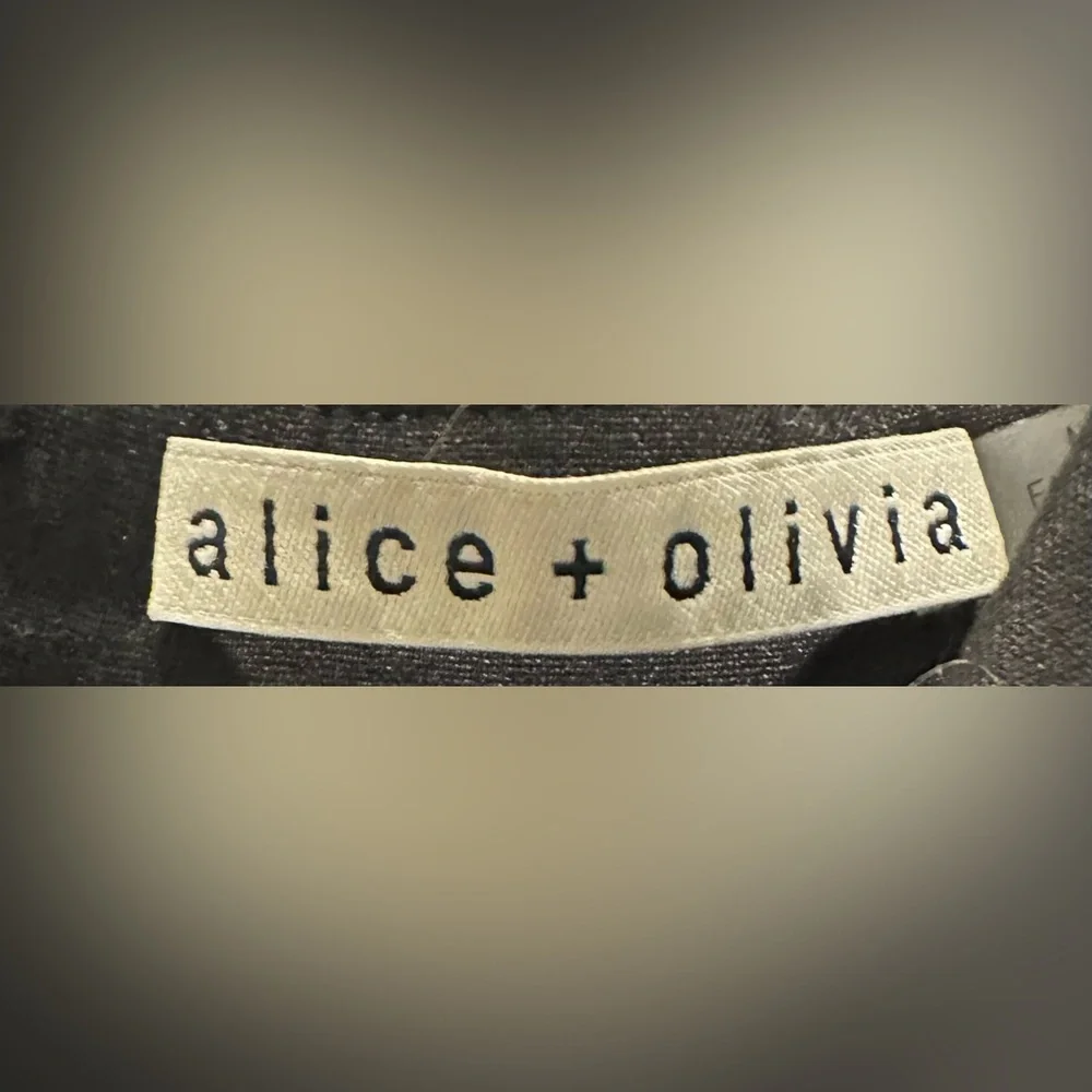 Alice + Olivia Sleeveless Mila Linen Twist Front Black Mini Dress ZB5